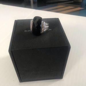 David Yurman Albion Deco Elong Black Onyx & Diamond Ring